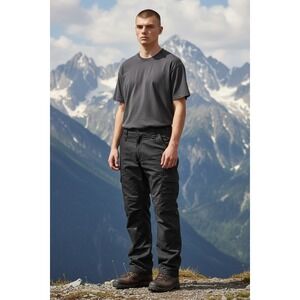 CQR Cargo Pants Men 33"- 36" x 30" Black Tactical Elastic Waist Ripstop Workwear